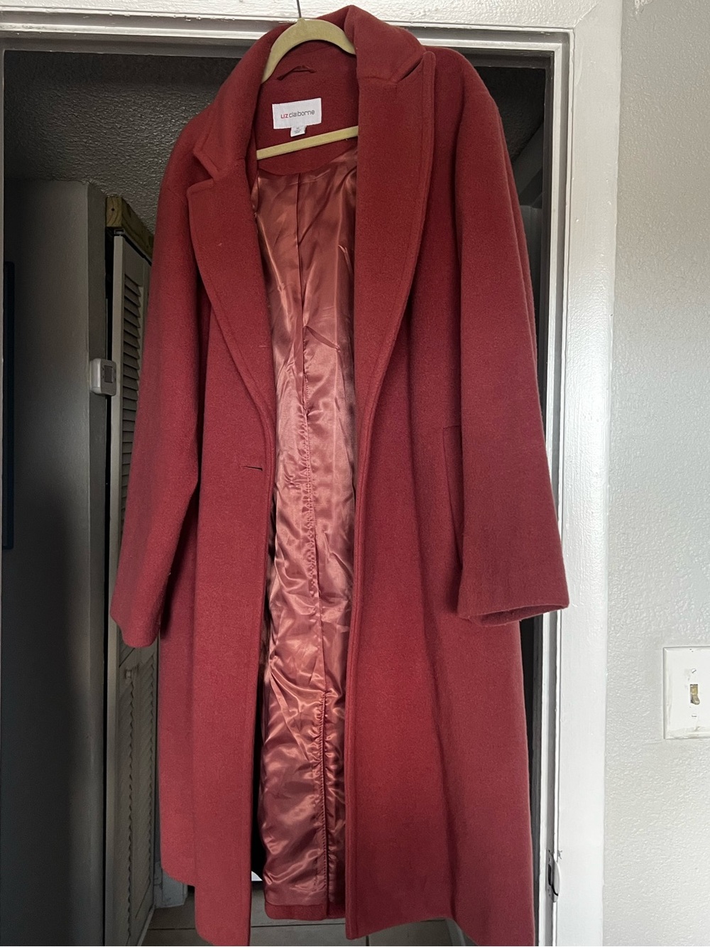 Long Womens Rose Wool Blend Coat -xl